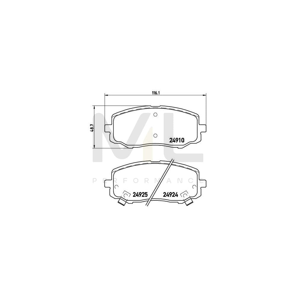 Brembo P 30 045 Brake Pad Set For Hyundai I20 With Acoustic Wear Warning | ML Performance Car Parts