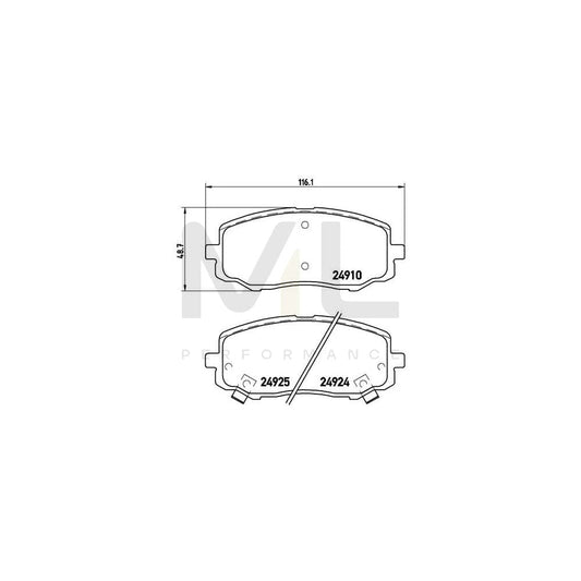 Brembo P 30 045 Brake Pad Set For Hyundai I20 With Acoustic Wear Warning | ML Performance Car Parts