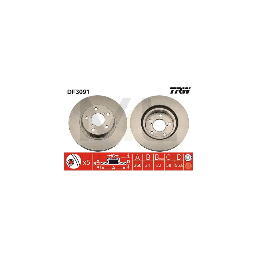 TRW DF3091 Brake Disc Vented, Painted | ML Performance Car Parts