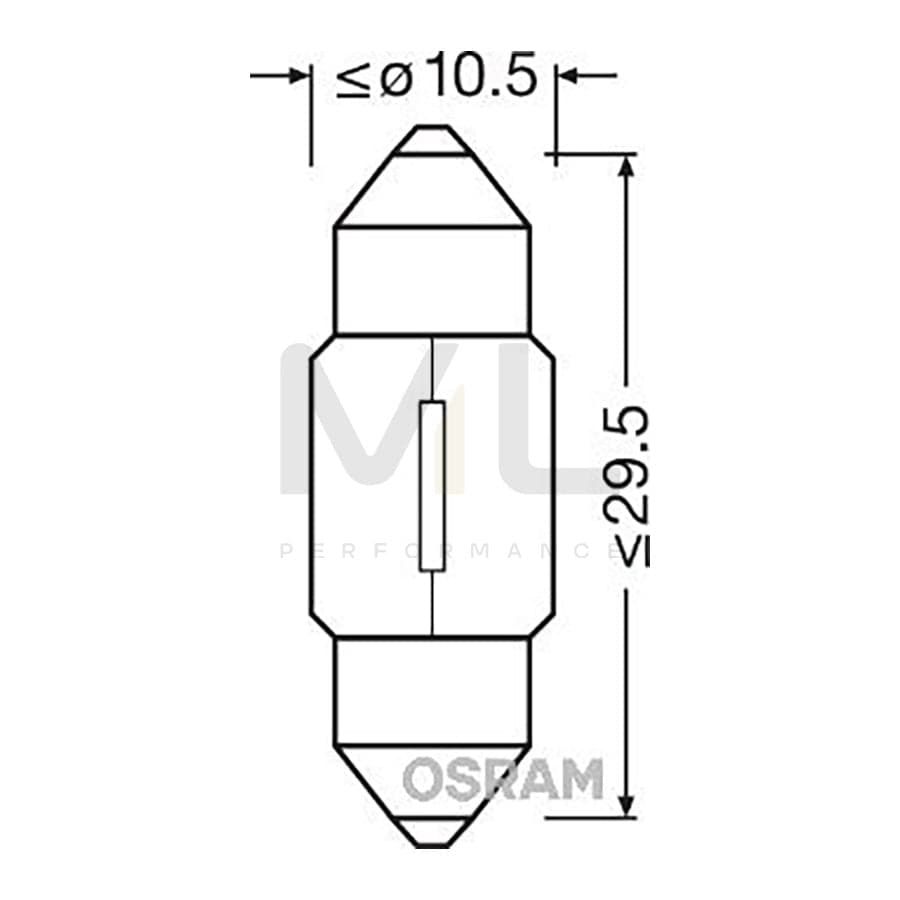 OSRAM 6438-02B Bulb, interior light Socket Bulb, 12V, 10W, ORIGINAL