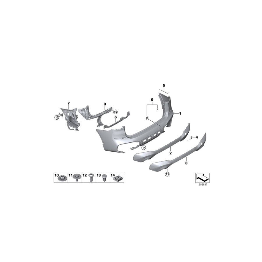 Genuine BMW 51128075871 F48 Trim Panel, Bumper, Rear, Bottom M DARKSHADOW (Inc. X1 25dX, X1 28iX & X1 18d) | ML Performance US Car Parts