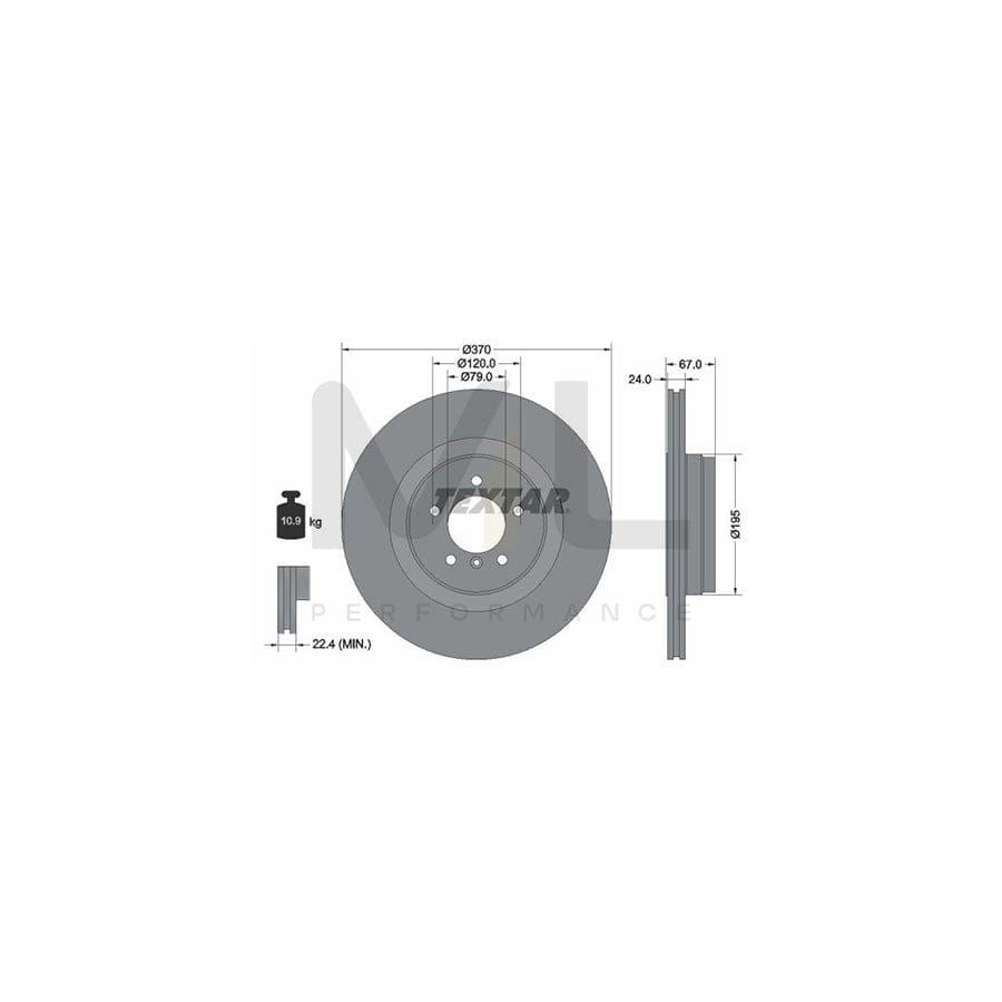 TEXTAR PRO 92123303 Brake Disc for BMW 7 (E65, E66, E67) Externally Vented, Coated, without wheel hub, without wheel studs | ML Performance Car Parts