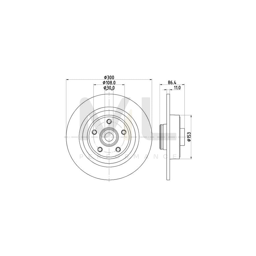 HELLA PRO 8DD 355 123-321 Brake Disc Solid, Coated, with integrated magnetic sensor ring, with wheel bearing