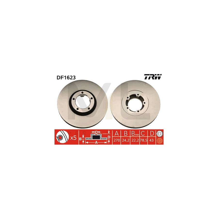 TRW DF1623 Brake Disc for FORD TRANSIT Vented, Painted | ML Performance Car Parts