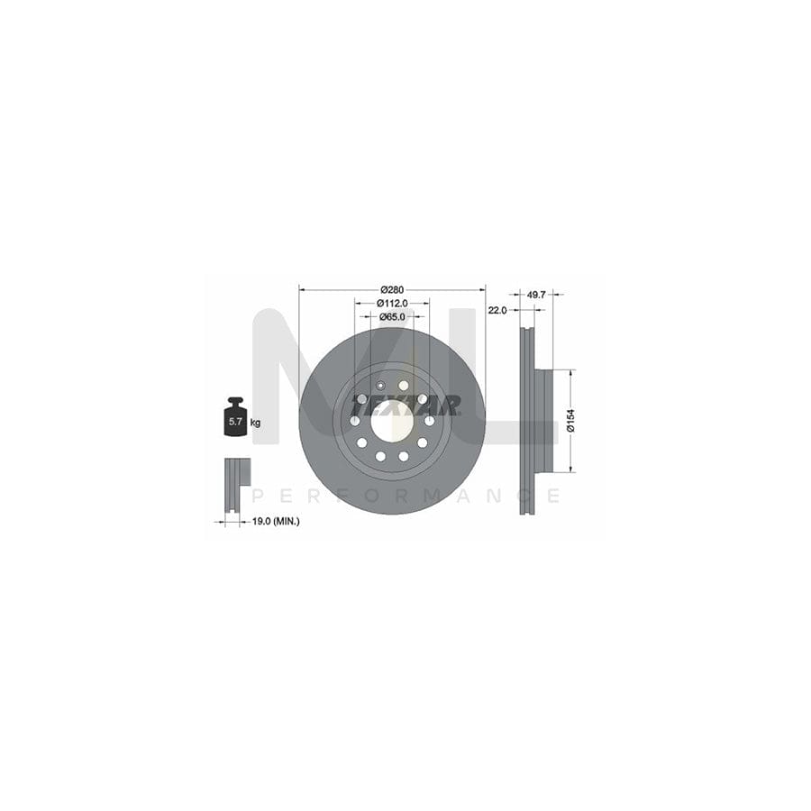 TEXTAR 92120700 Brake Disc Internally Vented, without wheel hub, without wheel studs | ML Performance Car Parts