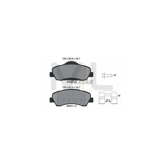 TEXTAR 2525001 Brake pad set not prepared for wear indicator, with brake caliper screws, with accessories | ML Performance Car Parts