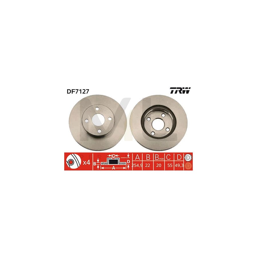 TRW DF7127 Brake Disc for TOYOTA COROLLA Vented, Painted | ML Performance Car Parts
