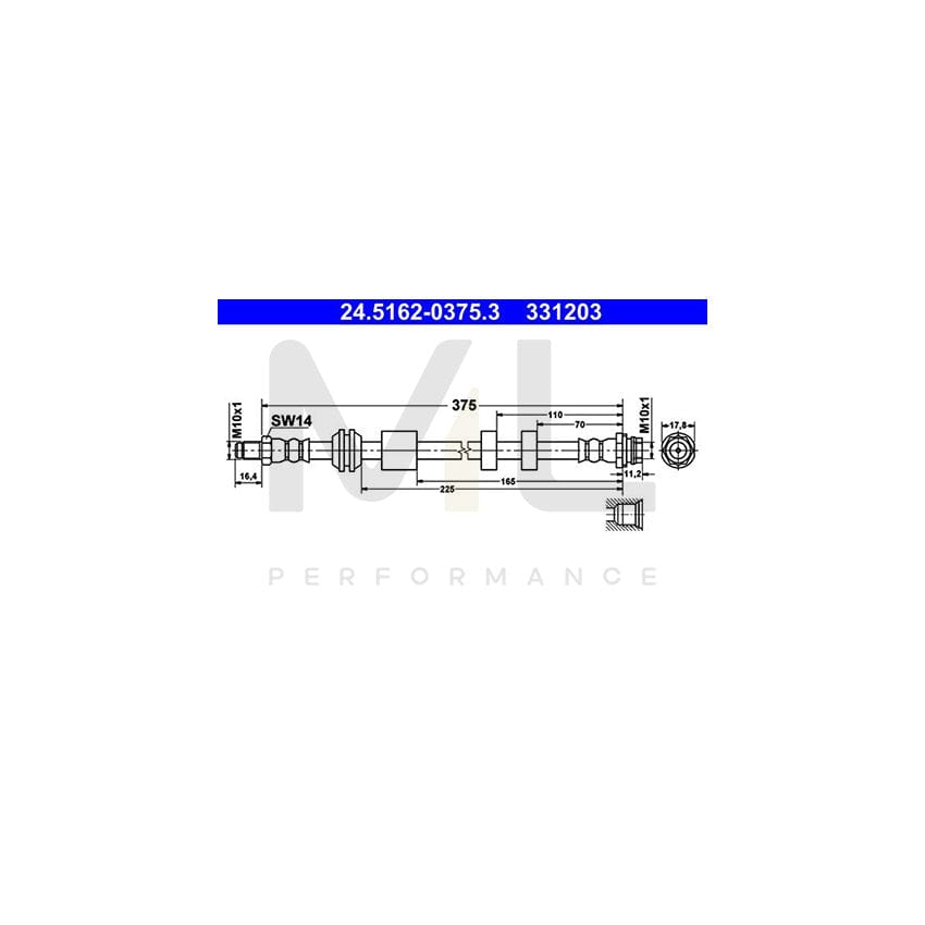 ATE 24.5162-0375.3 Brake Hose 375mm, M10x1