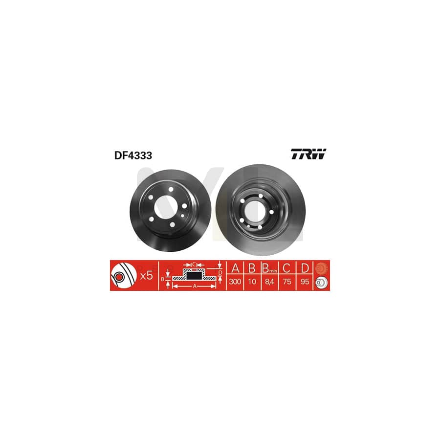 TRW DF4333 Brake Disc for BMW 5 Series Solid, Painted | ML Performance Car Parts