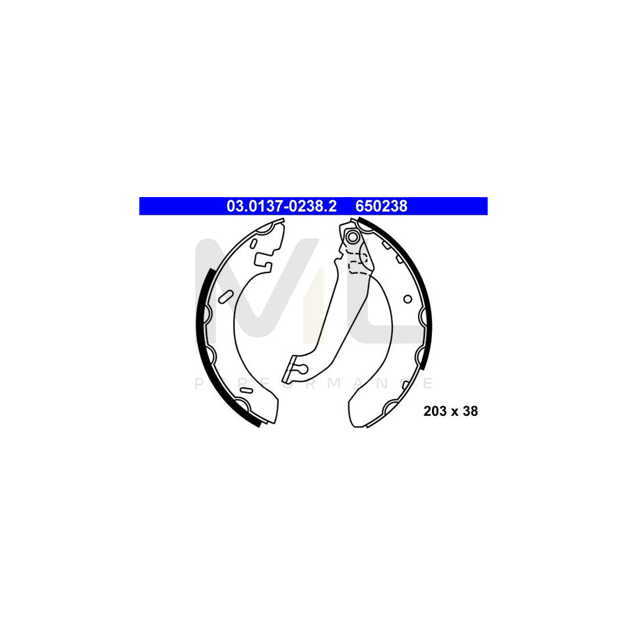 ATE 03.0137-0238.2 Brake Shoe Set with lever