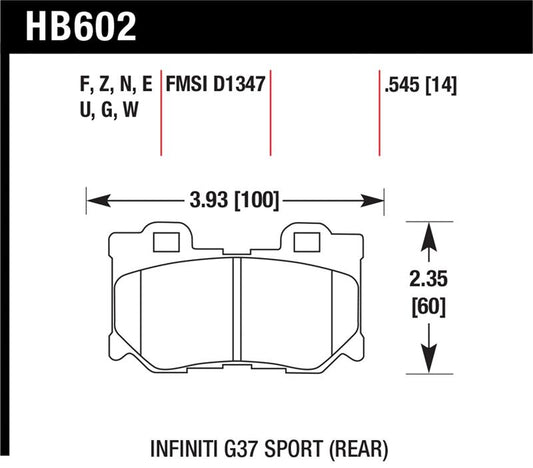 Hawk Performance Hawk 2009-2013 Infiniti FX50 Sport HPS 5.0 Rear Brake Pads