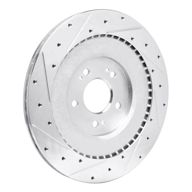 R1 Concepts R1 21-26 Genesis G80 Rear Right Drilled & Slotted Silver Brake Rotor