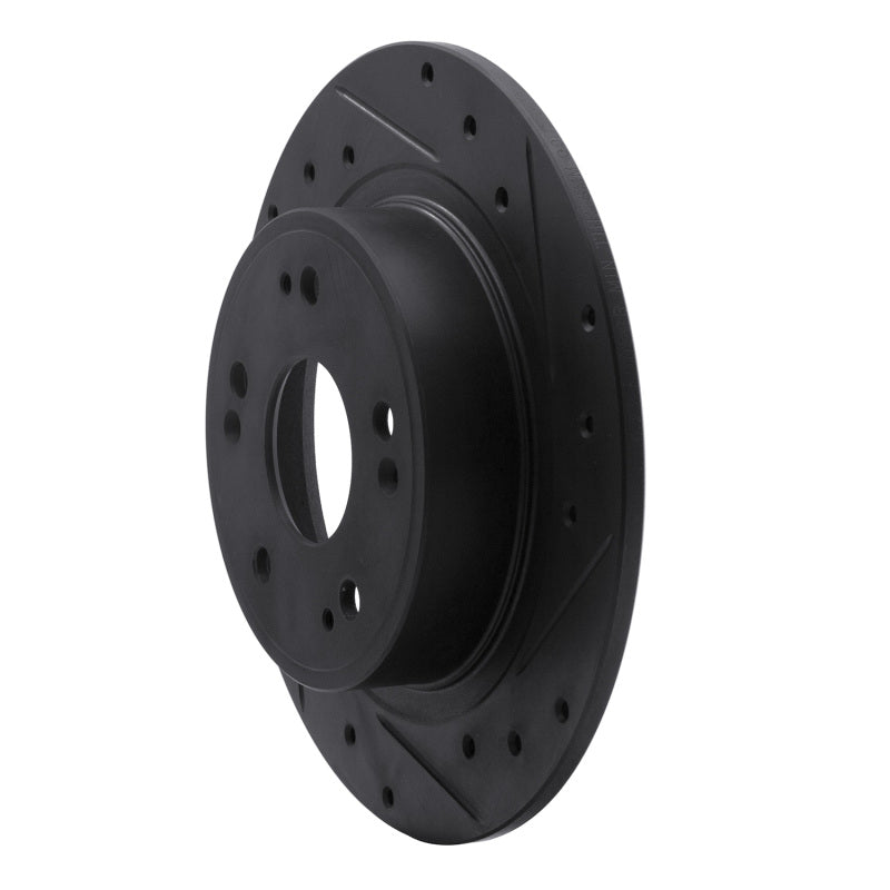 R1 Concepts R1 05-17 Honda Accord Rear Right Drilled & Slotted Black Brake Rotor