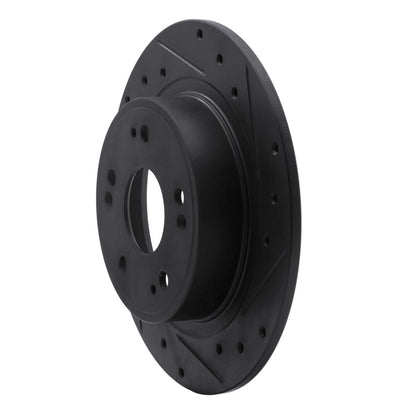 R1 Concepts R1 05-17 Honda Accord Rear Right Drilled & Slotted Black Brake Rotor