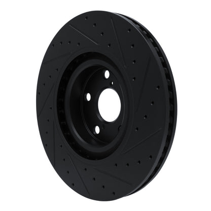 R1 Concepts R1 11-25 Lexus IS200T Left Front Drilled & Slotted Black Brake Rotor