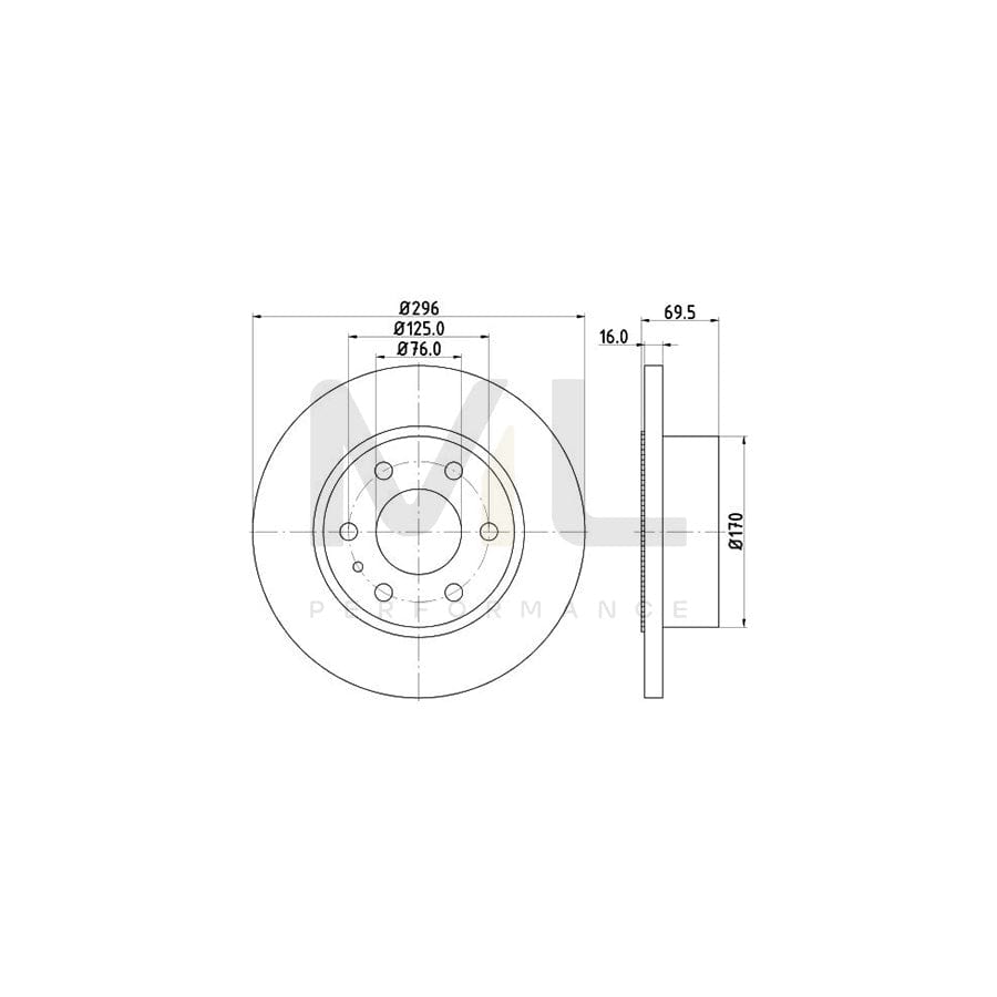 HELLA 8DD 355 115-521 Brake Disc for IVECO Daily Solid, with ABS sensor ring, without wheel hub, without wheel studs