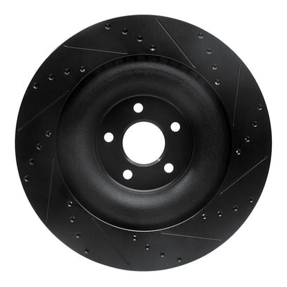 R1 Concepts R1 10-24 Jaguar XFR Rear Left Drilled & Slotted Black Brake Rotor