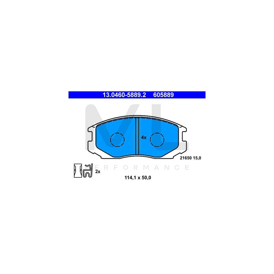 ATE 13.0460-5889.2 Brake pad set with acoustic wear warning