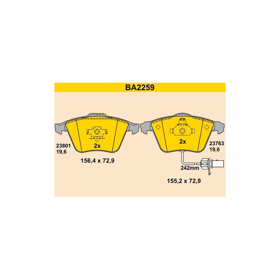 Barum Ba2259 Brake Pad Set