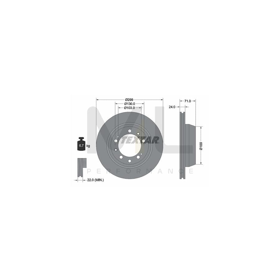 TEXTAR 92043300 Brake Disc Internally Vented, without wheel hub, without wheel studs | ML Performance Car Parts