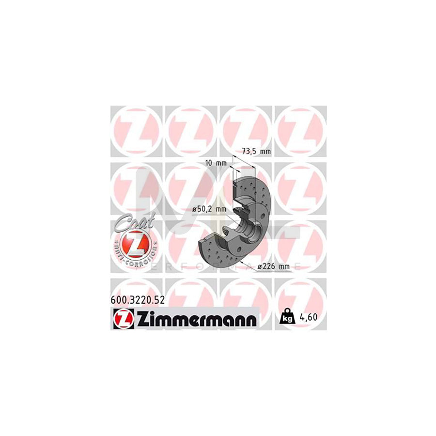 ZIMMERMANN SPORT COAT Z 600.3220.52 Brake Disc Perforated, Solid, Coated, with ABS sensor ring, without wheel bearing  - 1 piece