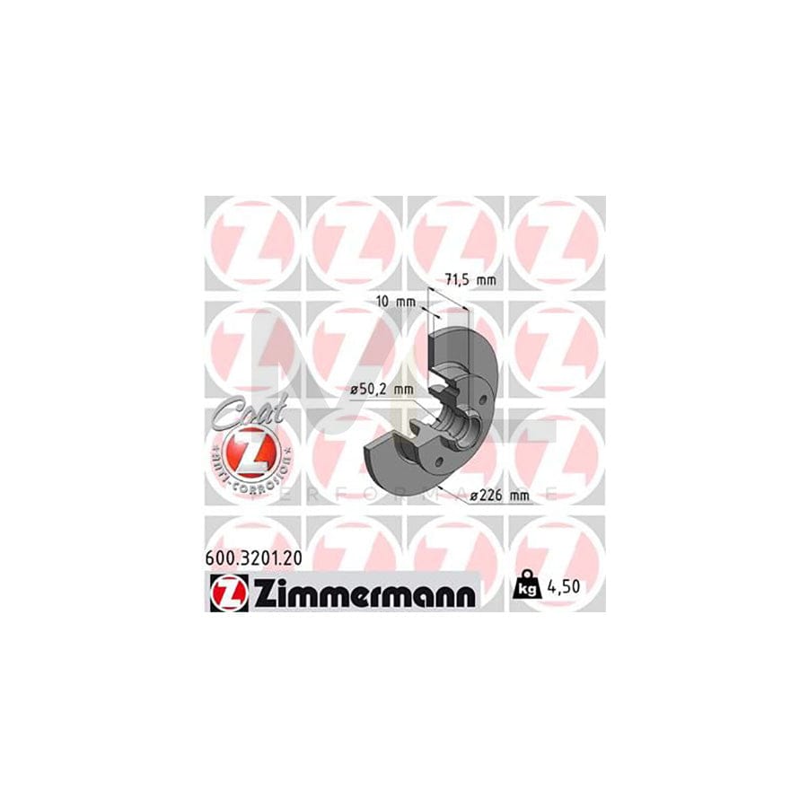 ZIMMERMANN COAT Z 600.3201.20 Brake Disc Solid, Coated, without ABS sensor ring, without wheel bearing  - 1 piece