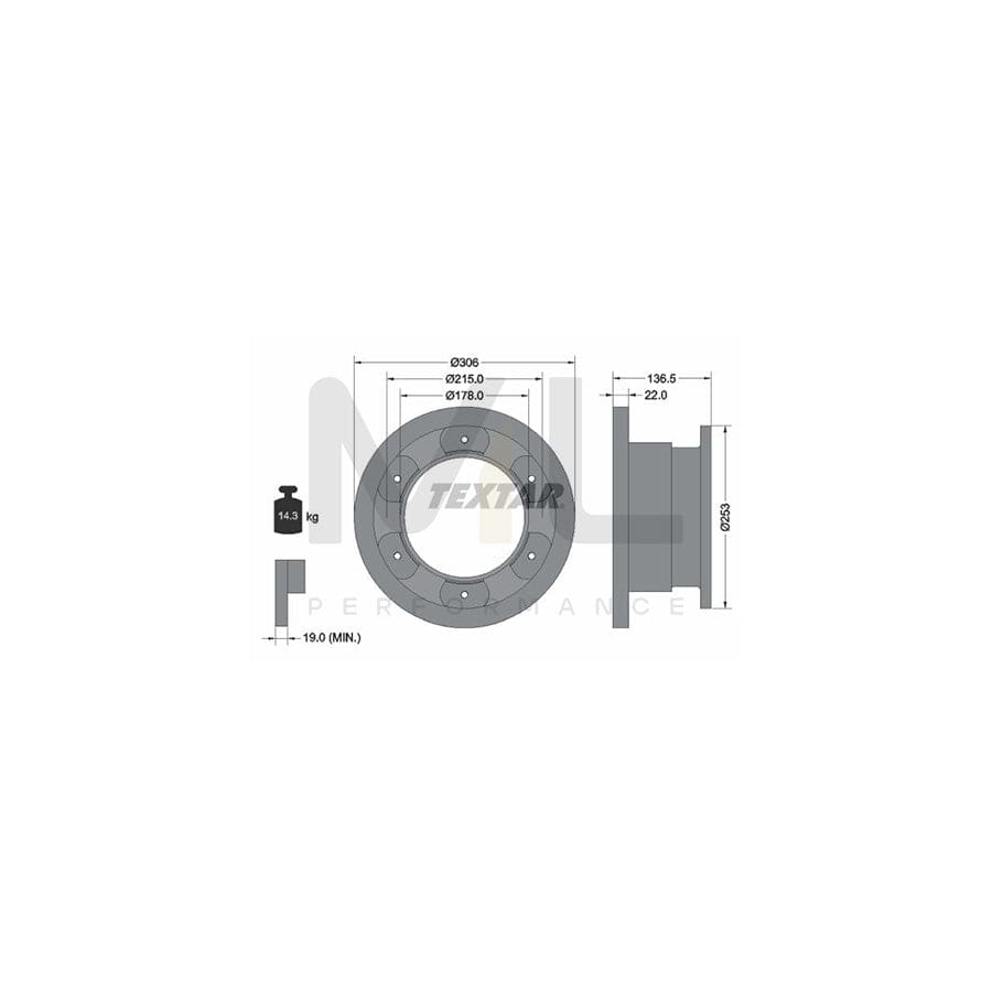 TEXTAR 93127300 Brake Disc for IVECO Daily Solid, without wheel hub, without wheel studs | ML Performance Car Parts