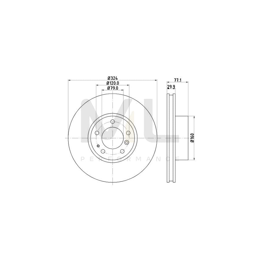 HELLA PRO High Carbon 8DD 355 127-101 Brake Disc Internally Vented, Coated, High-carbon, without wheel hub, without wheel studs