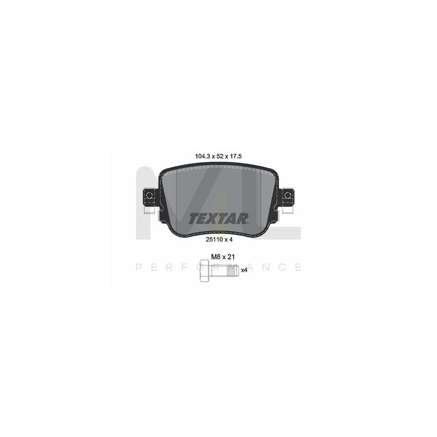 TEXTAR 2511001 Brake pad set not prepared for wear indicator, with brake caliper screws | ML Performance Car Parts