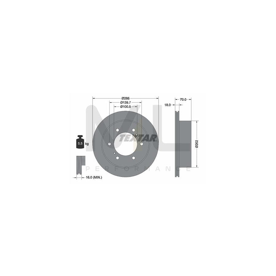 TEXTAR PRO 92198303 Brake Disc Internally Vented, Coated, without wheel hub, without wheel studs | ML Performance Car Parts