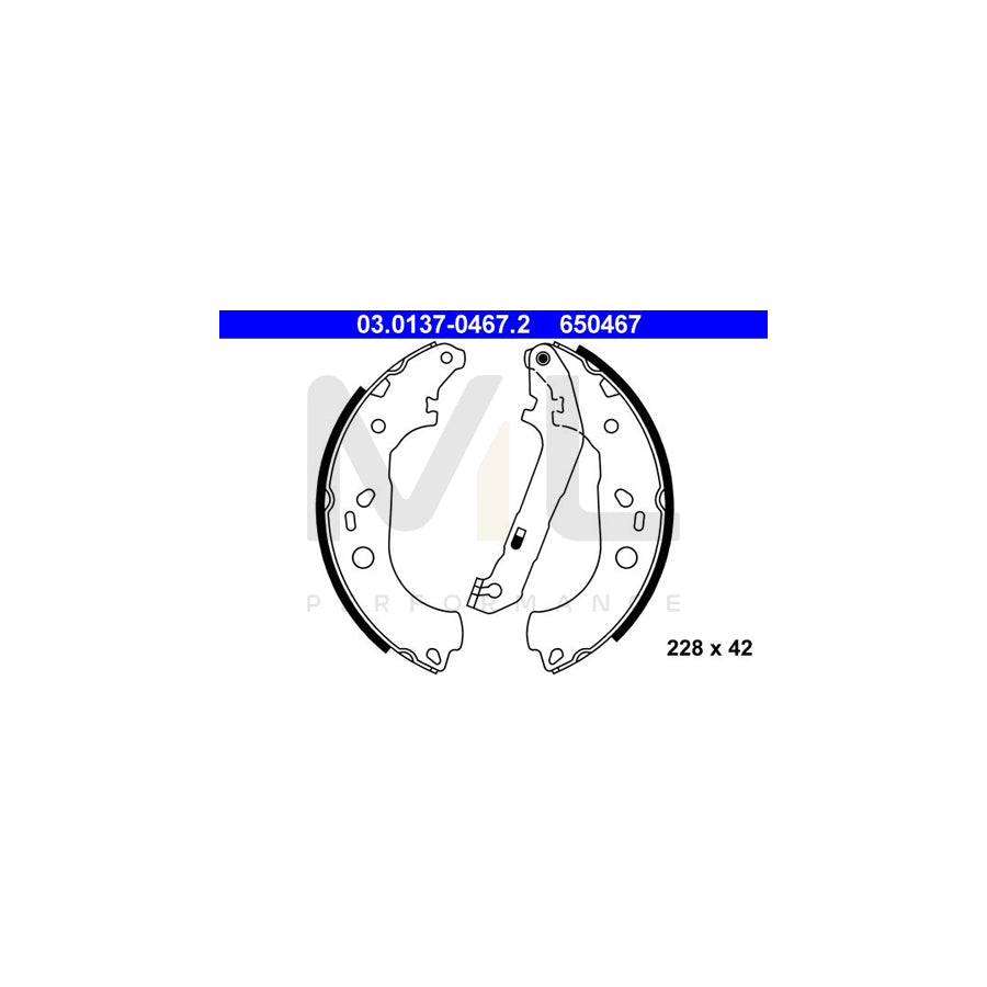 ATE 03.0137-0467.2 Brake Shoe Set for FORD FOCUS with lever