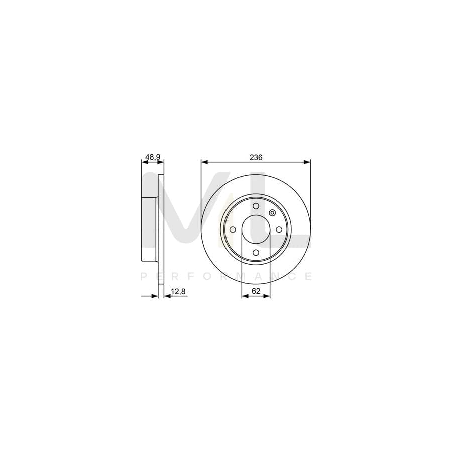 BOSCH 0 986 479 491 Brake Disc for SKODA FAVORIT Solid, Oiled | ML Performance Car Parts