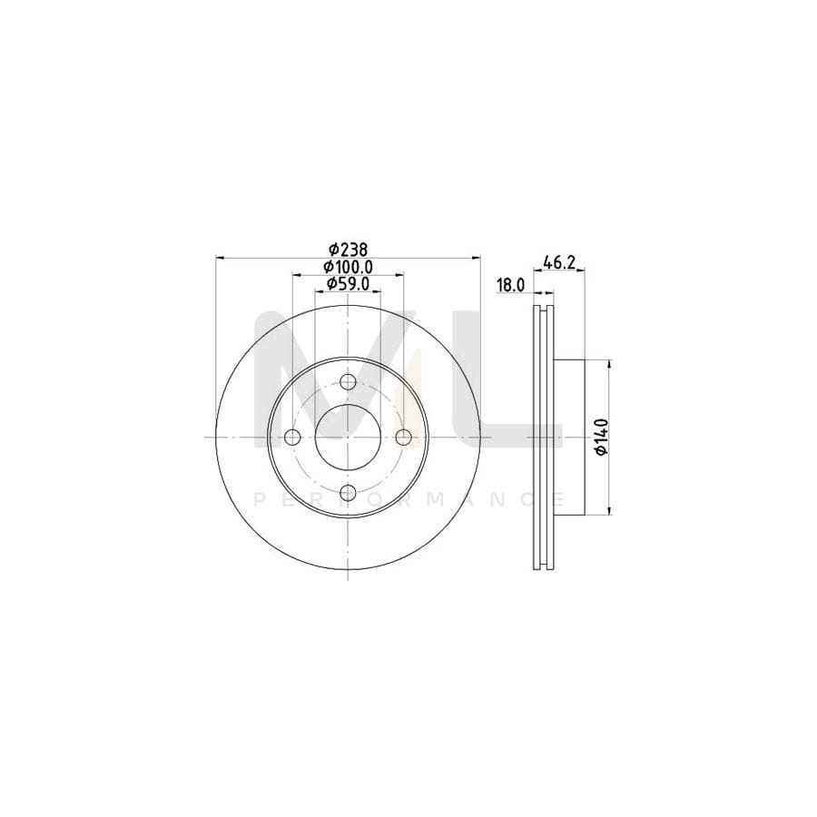 HELLA 8DD 355 112-431 Brake Disc Internally Vented, without wheel hub, without wheel studs
