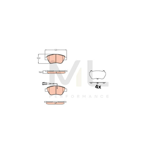 TRW Gdb2164 Brake Pad Set Incl. Wear Warning Contact, With Accessories | ML Performance Car Parts