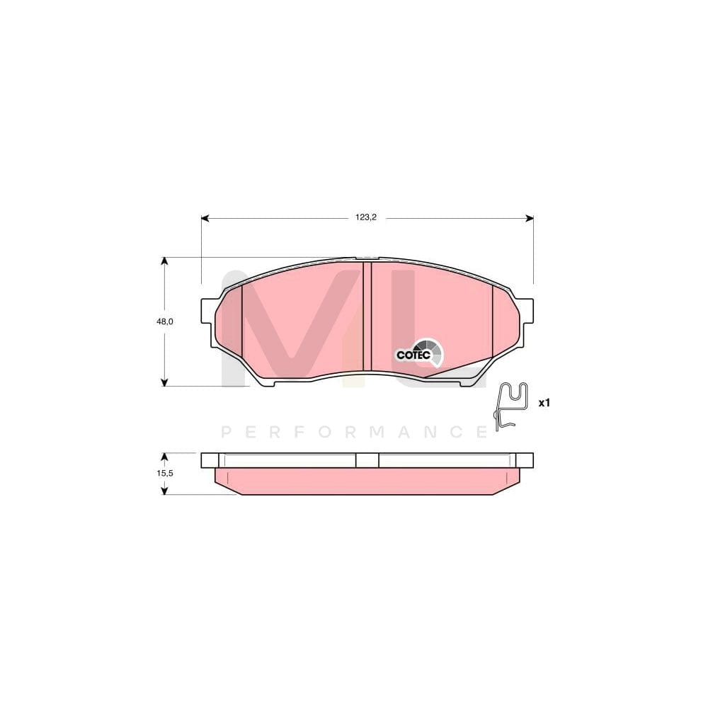 TRW Cotec Gdb3270 Brake Pad Set For Mitsubishi Shogun Pinin (V60) With Acoustic Wear Warning, With Accessories | ML Performance Car Parts