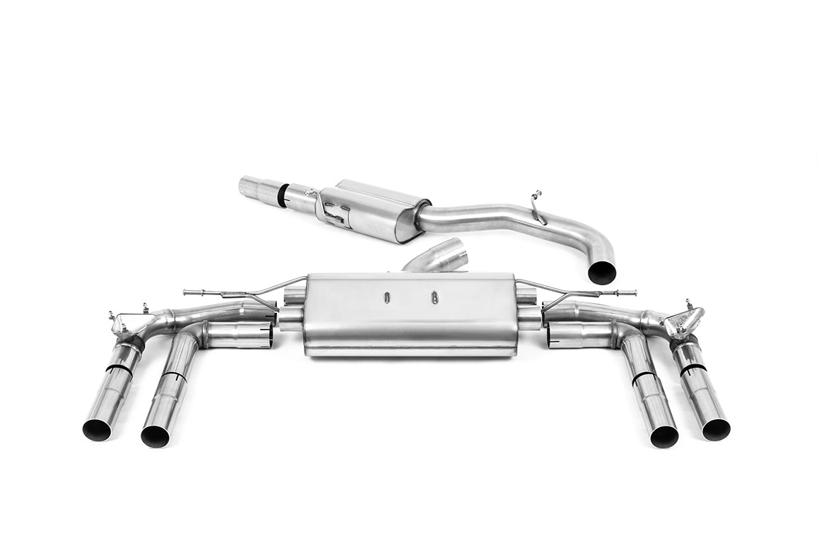 MillTek SSXAU931 Audi S3 80mm Resonated Cat-Back with Polished Ovals - ECE Approved System