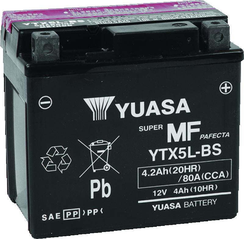 Yuasa Battery Yuasa YTX5L-BS Maintenance Free AGM 12-Volt Battery w/Bottle