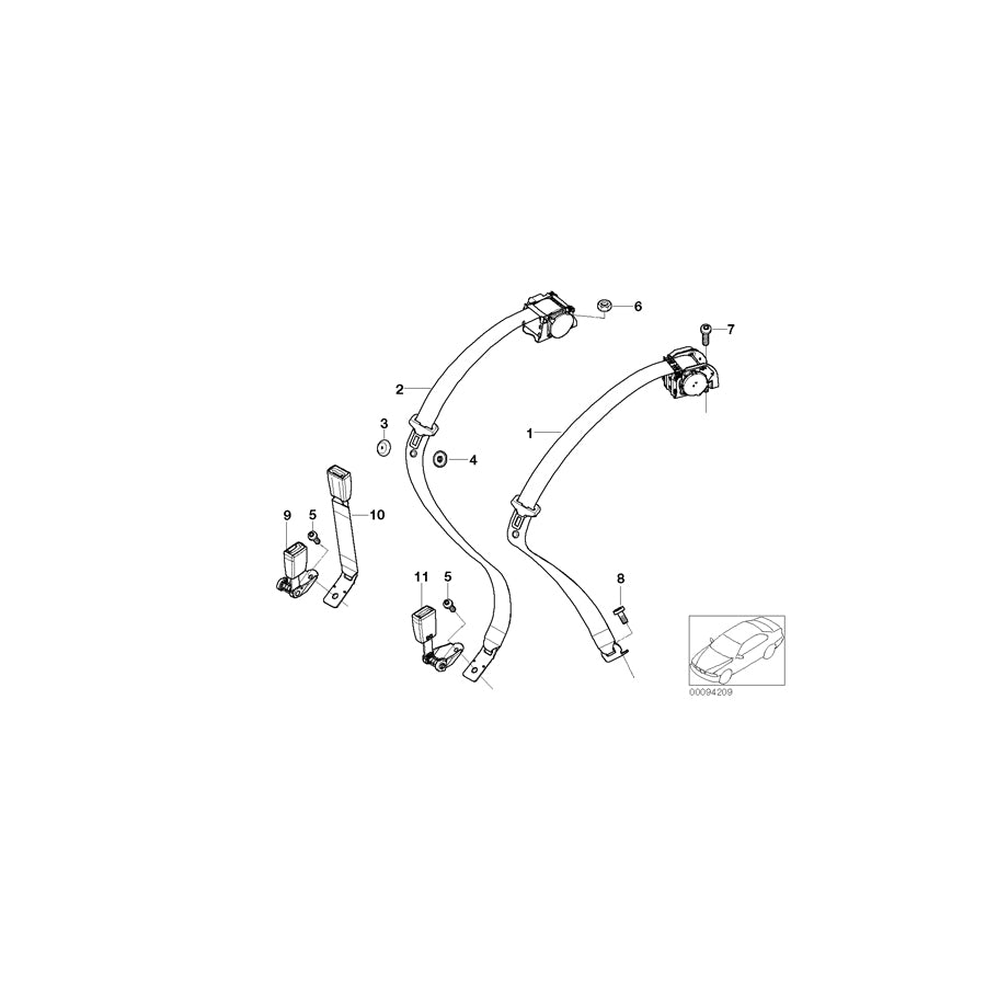 Genuine BMW 72117037845 E65 E66 Upper Belt Rear NATURBRAUN (Inc. 750Li, 745Li & 750i) | ML Performance US Car Parts