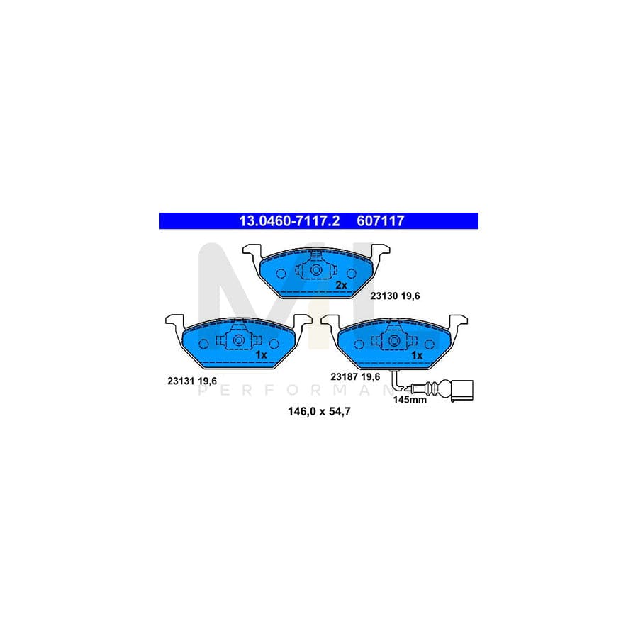 ATE 13.0460-7117.2 Brake pad set incl. wear warning contact