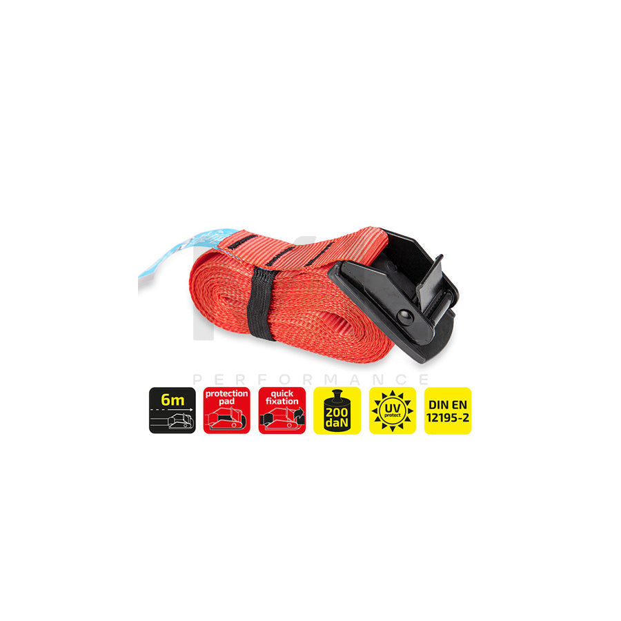 HEYNER 880600 Tie down strap Black, Red, 6 m, 25 mm, 200 kg