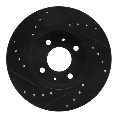 R1 Concepts R1 88-06 Nissan NX Front Right Drilled & Slotted Black Brake Rotor