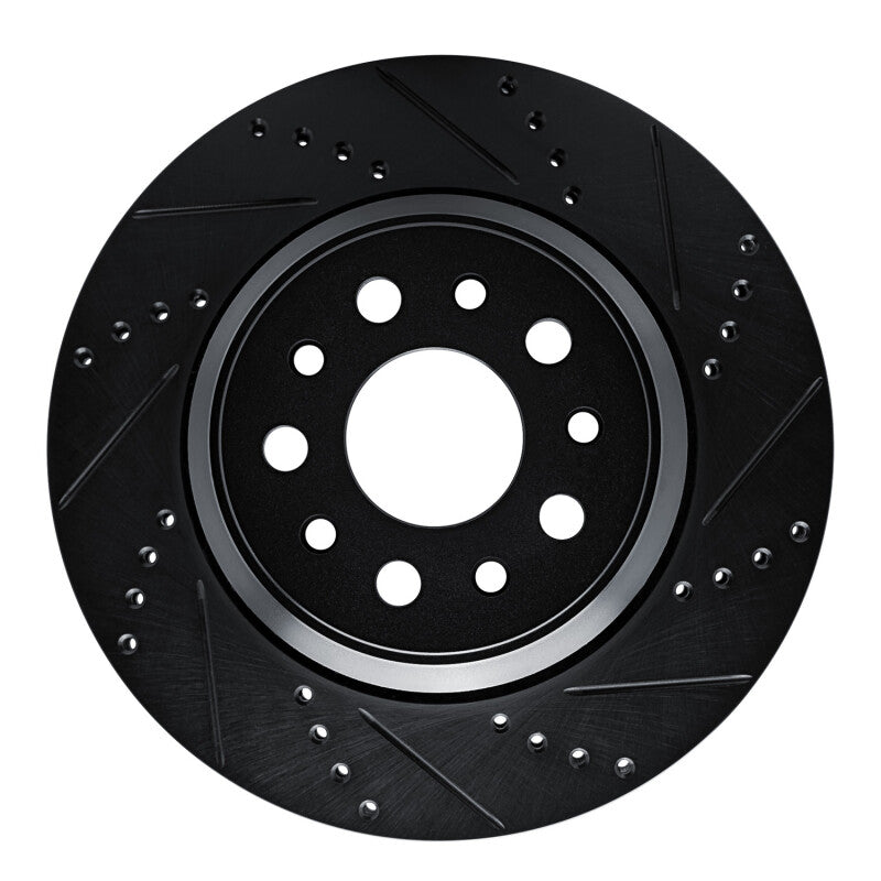 R1 Concepts R1 14-16 Maserati Ghibli Rear Right Drilled & Slotted Black Brake Rotor