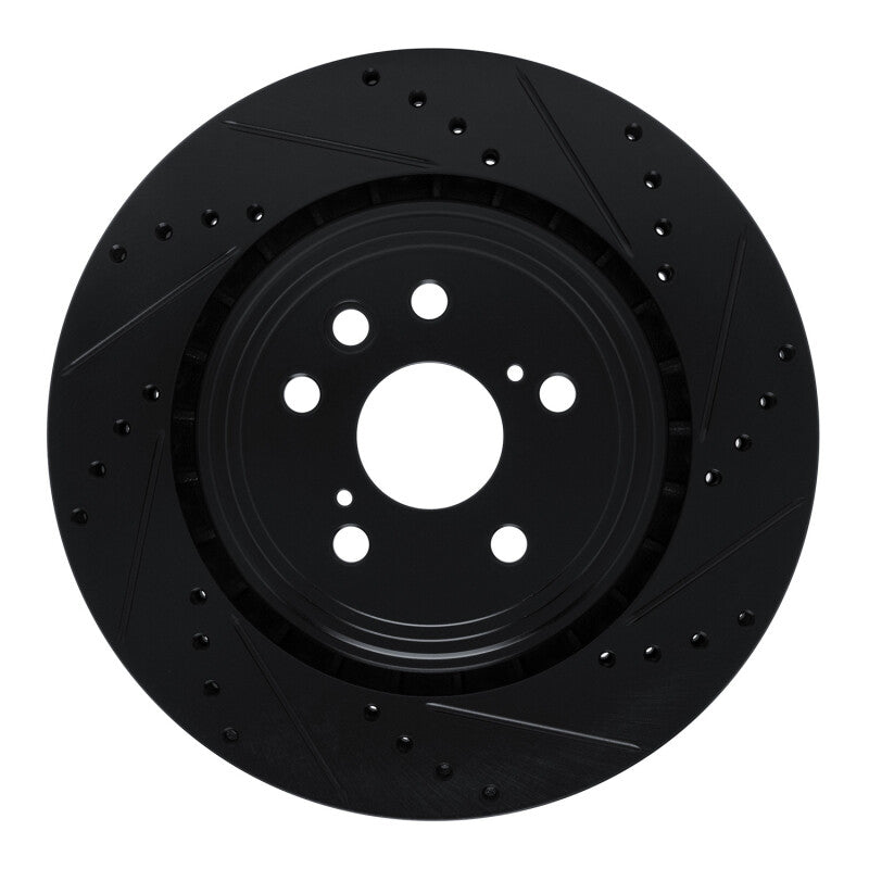 R1 Concepts R1 20-25 Lexus RX350 Front Right Drilled & Slotted Black Brake Rotor