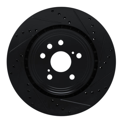 R1 Concepts R1 20-25 Lexus RX350 Front Right Drilled & Slotted Black Brake Rotor