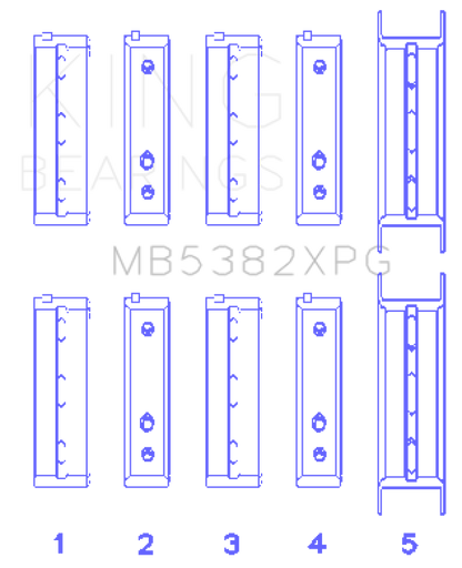 King Engine Bearings King Subaru EJ20/EJ22/EJ25 (For Thrust in #5 Position) Tri-Metal Perf Main Bearing Set - Size +0.5mm
