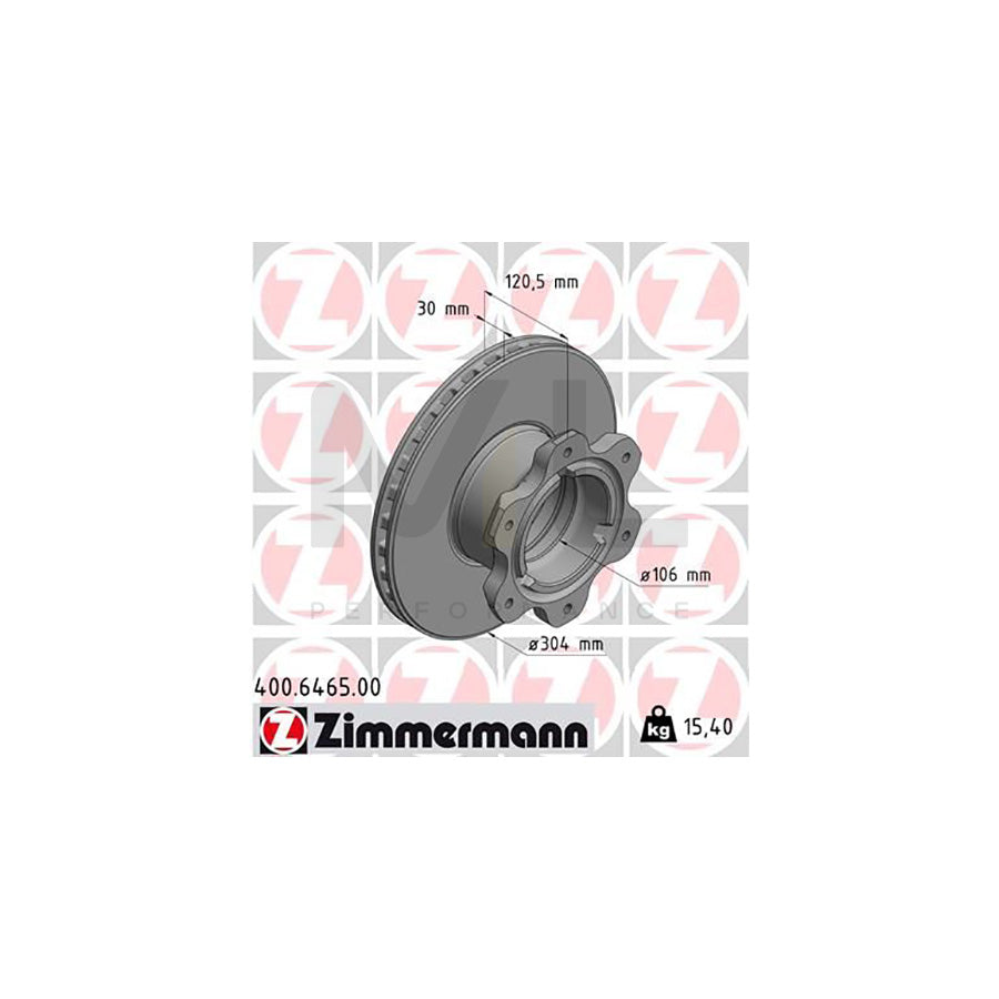 ZIMMERMANN 400.6465.00 Brake Disc suitable for MERCEDES-BENZ VARIO Internally Vented, High-carbon  - 1 piece