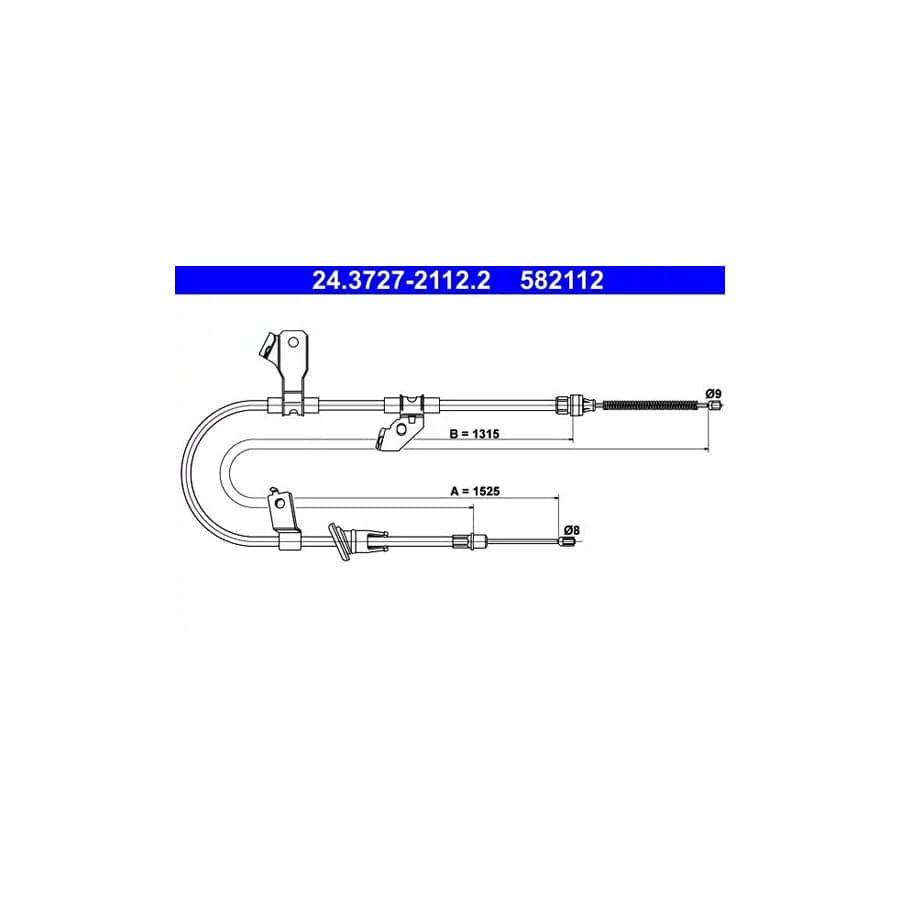 ATE 24.3727-2112.2 Hand Brake Cable for Mitsubishi Colt VI (Z30)
