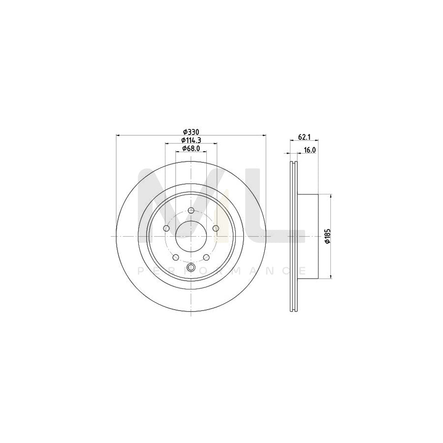 HELLA 8DD 355 133-291 Brake Disc Externally Vented, Coated, without wheel hub, without wheel studs