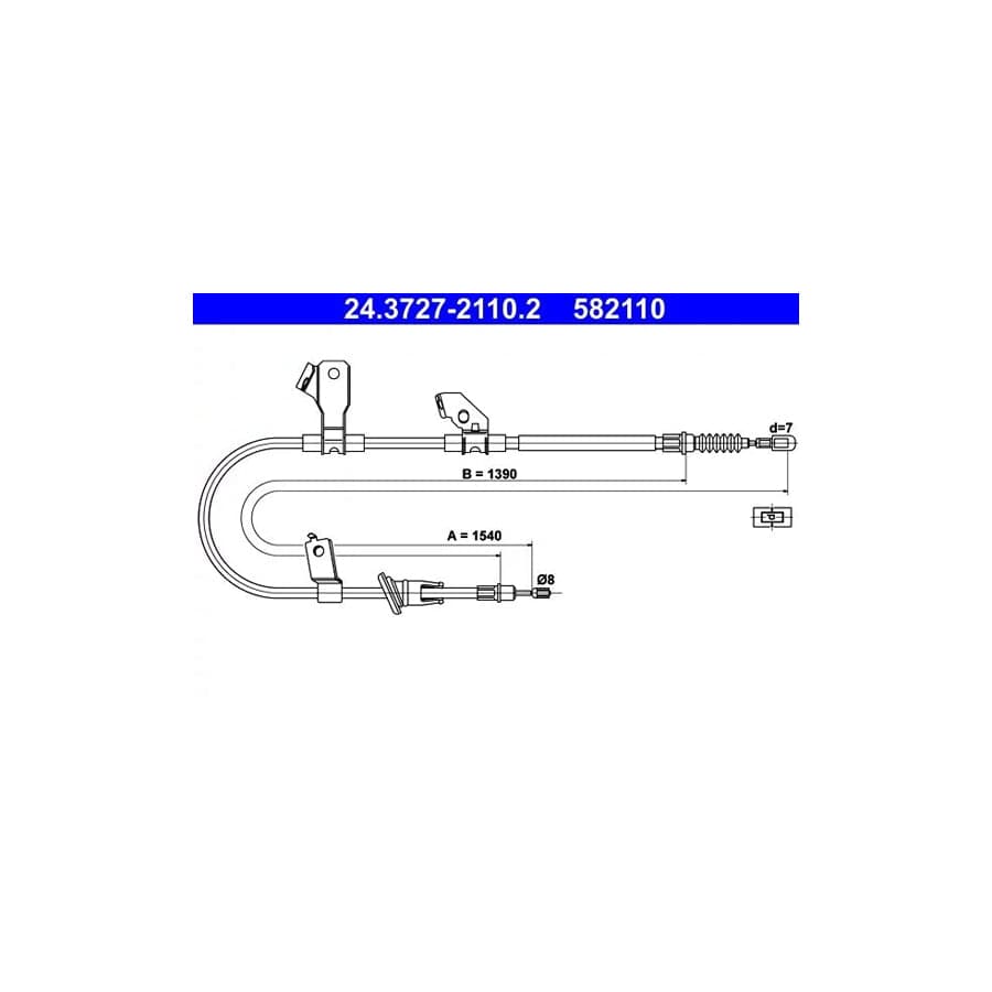 ATE 24.3727-2110.2 Hand Brake Cable for Mitsubishi Colt