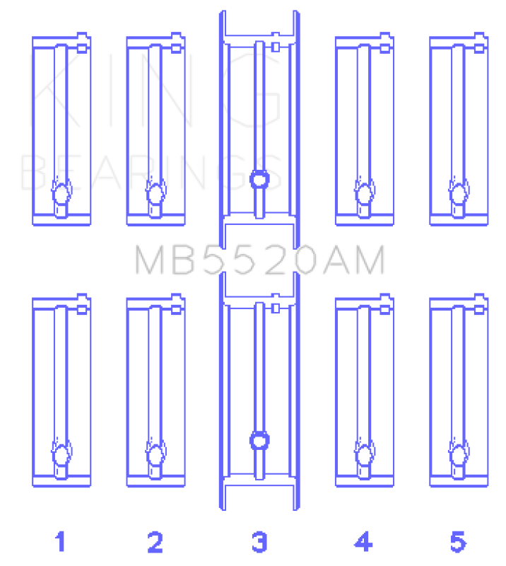 King Engine Bearings Opel C20Xe/X18Xe/X22Xe (Size +0.25mm) Main Bearing Set